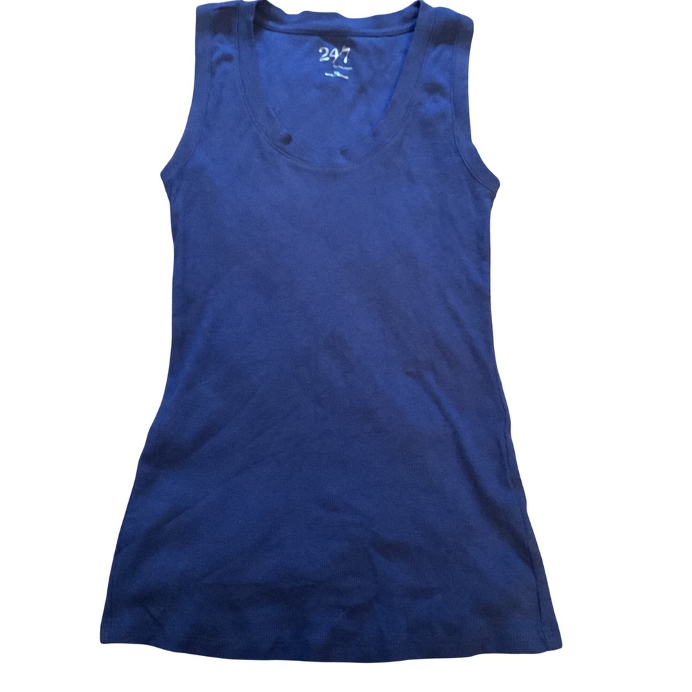 Maurices 24/7 Royal Blue Ribbed Scoop Neck Tank Top XS Sleeveless Basic